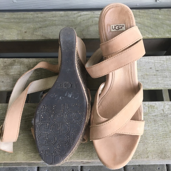 UGG Nubuck Leather ARIAH Wedge in Fawn 9 - Picture 7 of 7